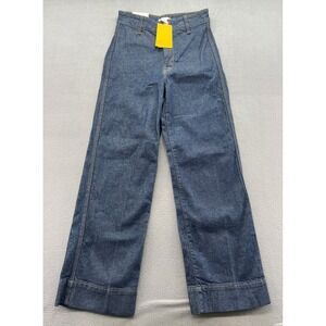 H&M Jean Womens Sz 4 Wide Leg High Waist Full Length Dark Wash Denim
